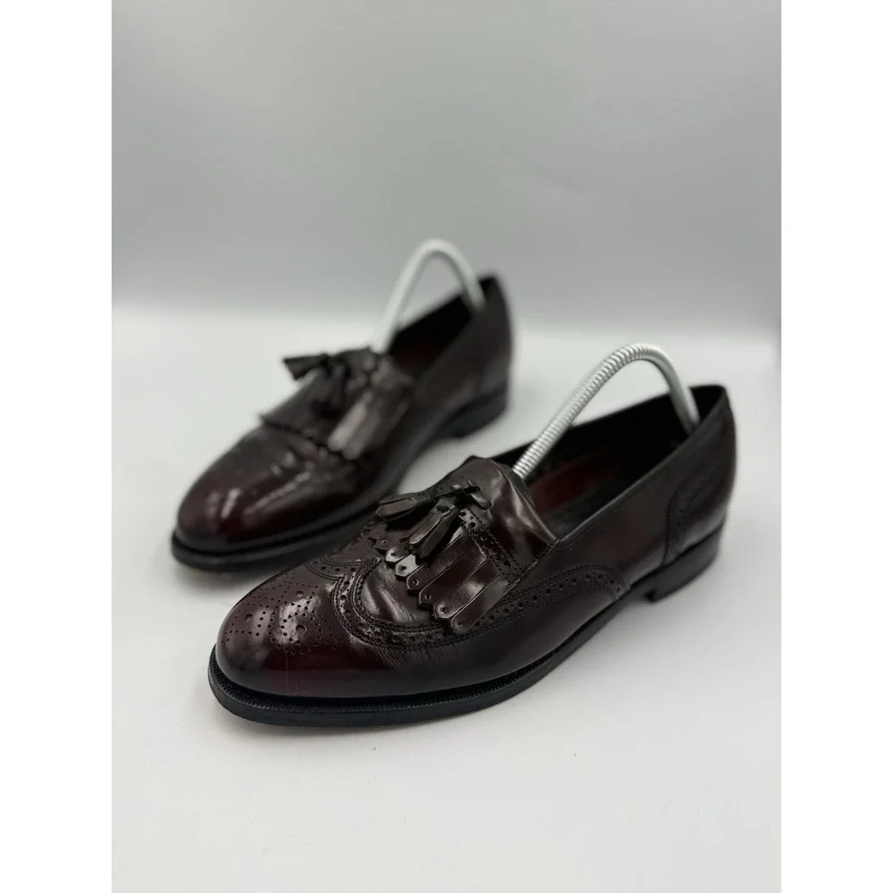 Florsheim Brogue Wingtip Kiltie Tassel Loafers Men's 8 D Cordovan Cognac Red